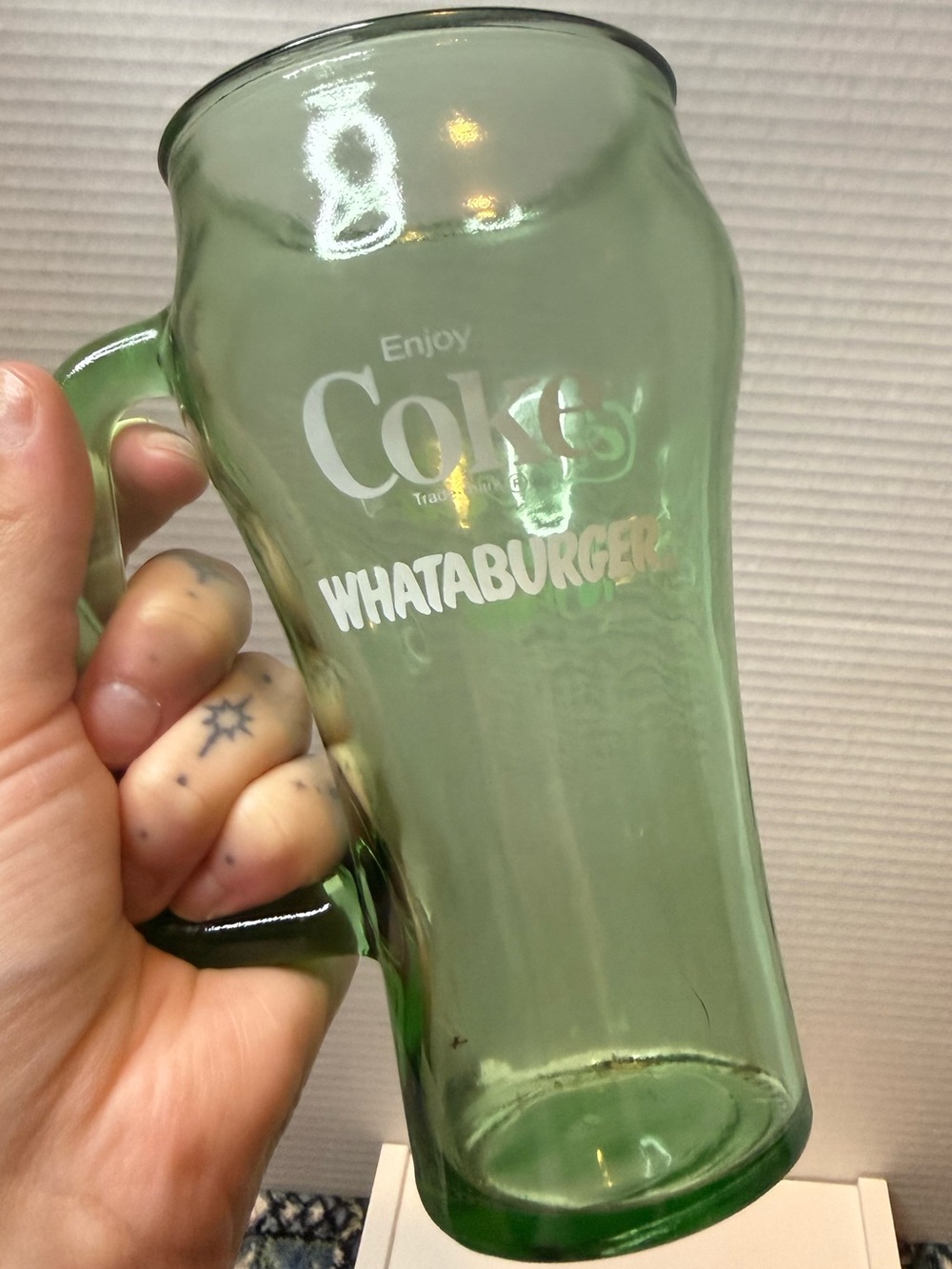 Whataburger x Coca-Cola Green Glass Promo Mug